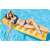 Woman relaxing on Intex inflatable pool float with cup holders, yellow