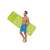 Man carrying a Fashion Lounge inflatable pool float with cup holders, green color