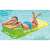 Woman relaxing on Intex inflatable pool float with cup holders, green