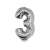 Silver number 3 balloon, 42 cm, for birthday parties