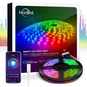 NiteBird SL2 Bandă LED RGB inteligentă Wi-Fi, 5m, 16.4ft, 16 milioane de culori, control muzical și vocal, funcționează cu Amazon Alexa și Google Assistant - Benzi cu LED-uri