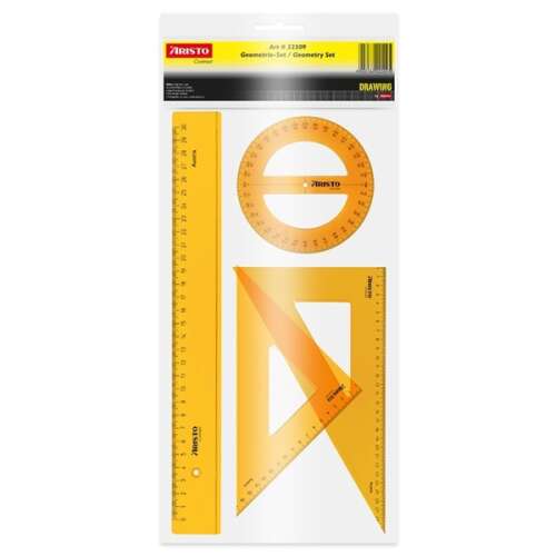 Aristo vonalzókészlet, 4 db, sárga, rajzeszközök, iskolai kellékek