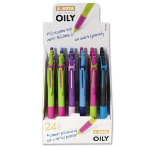 Sakota Oily guľôčkové pero s modrým atramentom, 0,7 mm, rôzne farby, balenie 24 kusov - Perá&ceruzky