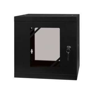 Stalflex RC10-6U-300GB 10" 6U 300 mm mély lapra szerelt fekete üveg ajtós fali rack szekrény 55854119 