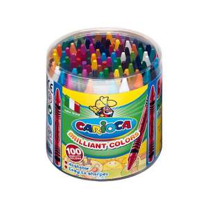 Carioca Brilliant Colors 100 Stück abwaschbarer Wachsmalstifte in einem durchsichtigen Plastikbehälter - Zeichengeräte