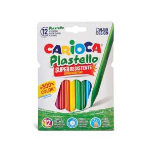 Carioca Plastello Super Resistente 12er Pack Plastikkreiden, leuchtende Farben, langlebig, saubere Hände - Crayons