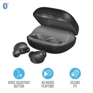 Trust Duet XP black true wireless earbuds with charging case, voice assistant, 45 hours playtime, secure fit - Headphone and Bluetooth Speaker