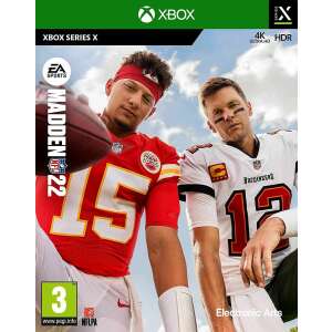 Okładka gry Madden NFL 22 Xbox Series X, na której znajdują się Patrick Mahomes i Tom Brady - Gra na konsole i PC