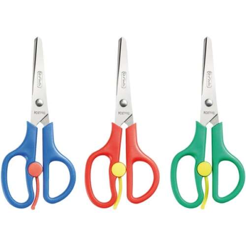 Herlitz stumpfe, rechtshändige Schere für die Schule, 13 cm, blau, rot, grün