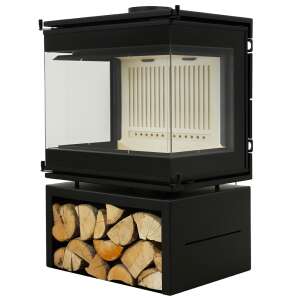A-Caminetti Scandinavian 65 Metal Fireplace, freestanding, wood, max power 12 kW, efficiency 80%, black