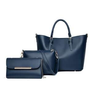 Set de 3 genți Dollcini, albastru, geantă tote, geantă de umăr, poșetă, piele PU, elegant, pentru călătorie, muncă, zi de zi - Dollcini