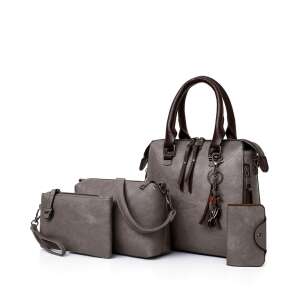 Dollcini Damen Handtaschen Set, grau, 4-teiliges Set, enthält eine Tote Bag, eine Schultertasche, eine Clutch und eine Geldbörse - Handtaschen