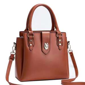 Geantă de mână din piele PU maro cu o curea detașabilă de umăr, perfectă pentru muncă, călătorii sau uzură de zi cu zi - Dollcini