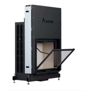 A-Caminetti Flat Wood-Burning Fireplace, 90x60, with Raised Door, 14 kW Maximum Output