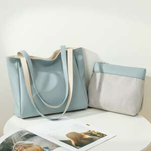 Dollcini umdrehbare zweifarbige Tote Bag, blau und weiß, mit einer kleineren passenden Tasche - Handtaschen