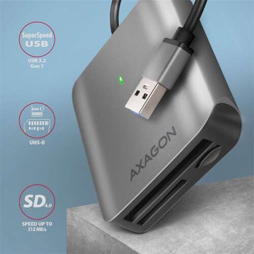 Axagon CRE-S3 USB 3.2 Gen 1 kártyaolvasó, támogatja az SD, microSD, CF, MS, XD kártyákat