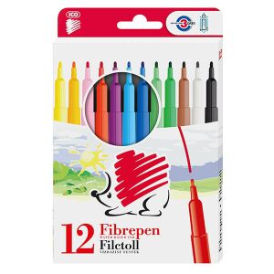 ICO Süni 300 Fibre Pens, 12 assorted colors, water-based ink, drawing and coloring - Marker