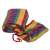 Folded striped hammock with carrying bag