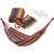 Striped hammock with carrying bag and ropes, perfect for camping or backyard relaxation