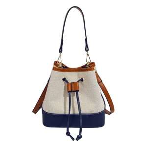 Dollcini elegante Damen-Eimer-Tasche, weiß und blau - Handtaschen
