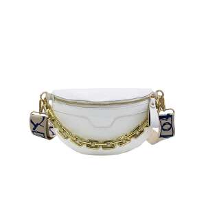 Dollcini geantă de talie din piele PU albă cu curea cu lanț auriu și curea reglabilă - Dollcini