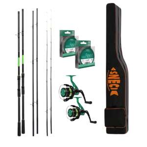 Delphin Wasabi Feeder szett, 330 cm, két orsóval, két tekercs horgászszállal és egy hordtáskával - Feeder szett