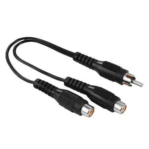 HAMA 205183 FIC RCA Y-adapter, 1 mufă masculină la 2 mufe feminine RCA, negru - Hama