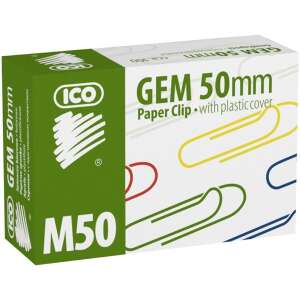 ICO M50 Gem Clips, 50mm, 100 pack, assorted colors, paper clips with plastic cover - Office accessory