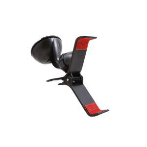 Car phone holder with suction cup mount and clip, black - Car Phone Holder