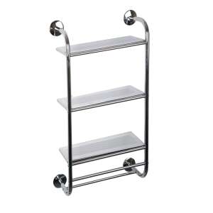 Awd AWD02050024 fém polc, 3 részes, törölközőtartóval, 44 x 74 x 18 cm