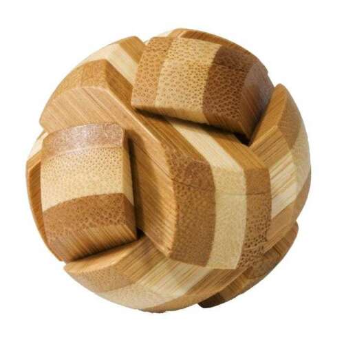 Fridolin IQ Test Bamboo Ball Logic Puzzle, a challenging wooden puzzle that requires patience and skill to solve