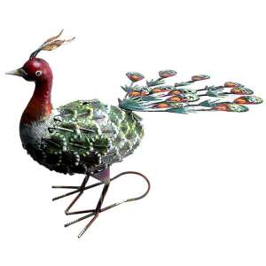 Páva Fém Kerti Dekoráció - 62x23x43 cm