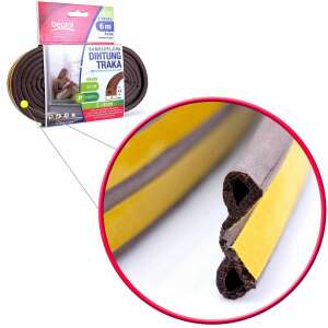 Beorol 6m self-adhesive sealing tape for doors and windows, brown, P profile, 2-5mm gap - Sealing tape