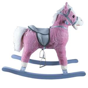 Wooden Rocking Horse with Plush, Pink, 74x33x62 cm