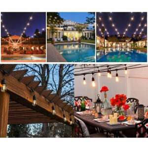 Kollázs az IsoTrade LED fényfüzér különböző kültéri beállításokban való használatáról - Nonbrand Fényfüzér