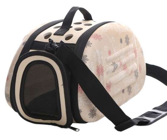 Taška na mačku, taška s popruhom cez rameno, 35x22x20 cm - Béžová