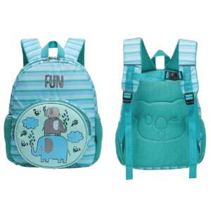 S-COOL Elephant Kindergarten Backpack with 3 Pockets, Blue and Green Striped Design - Preschool Backpack, Bag