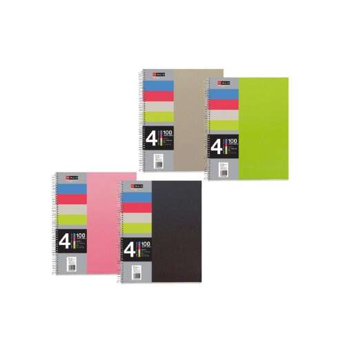 Miquelrius A4 4x25 Blatt PP liniert Spiralblock, verschiedene Farben