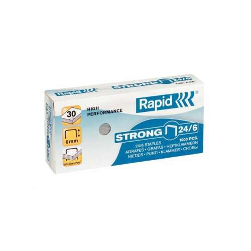 Capse Rapid Strong 24/6, 1000 bucăți, lungime picior 6 mm, performanță ridicată
