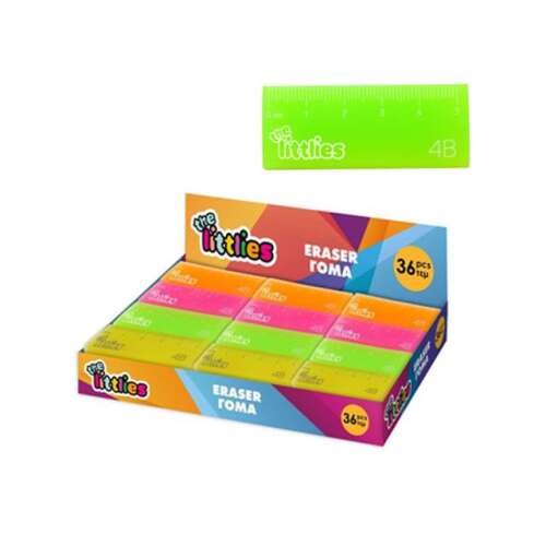 The Littles Eraser Roma, 36 darabos csomag, színes radírok vonalzó mintával