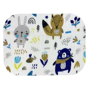 Ega minőségi Textil pelenka - Erdei állatok #kék-bézs (F002)
