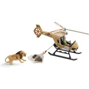 Schleich Wild Life Animal Rescue Helicopter with lion and net - Figure