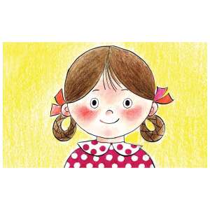 Ilustracja do diafilmu Pöttyös Panni, dziewczyna w czerwonej sukience w białe kropki - Film slajdowy