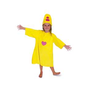 Bumba jelmez gyerekeknek, 98/104 méret, sárga rózsaszín szívvel és sapkával - Bumba