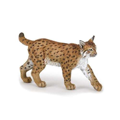Papo Lynx figurine, realistic wild animal toy for kids, brown and black spotted fur, walking pose