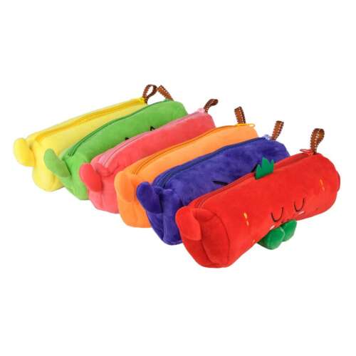 Fruitysquad penar din pluș, set de 5 culori diferite, culori curcubeu, în formă de fruct, cu fermoar, rechizite școlare, articole de papetărie, copii, fete, băieți