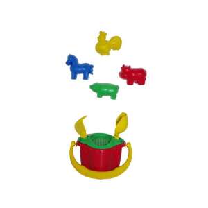 Sandspielset mit Eimer, Schaufel, Rechen und Tierformen - Strandspielzeug