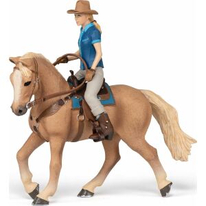 Papo Girl on Horse Figurine - Toy Horse and Rider - Papo Figure