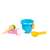 Eiscreme-Sandkasten-Set mit blauem Eimer, gelber Schaufel und zwei Eiswaffeln