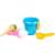 Ice cream sandbox set with blue bucket, yellow scoop, and two ice cream cones